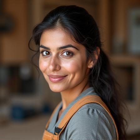 Portrait of Samira Khan, Master Woodworker at Foundry Home