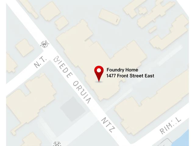 Map showing the location of Foundry Home at 147 Front Street East, Toronto