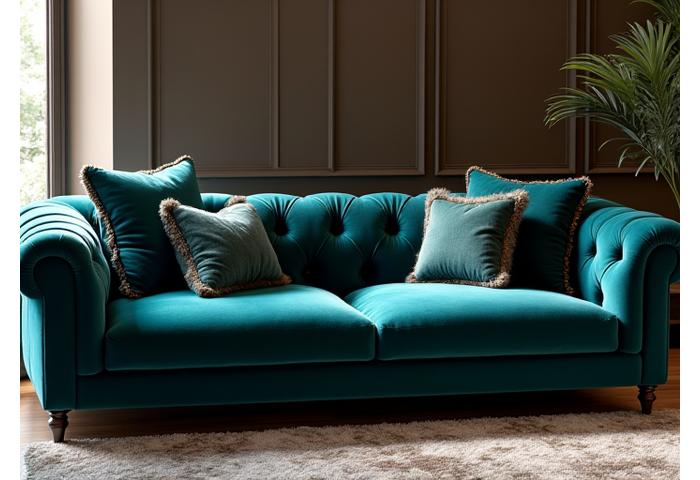 Luxurious Velvet Sofa with tufted details