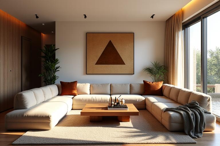 Elegant living room with custom furniture and thoughtful decor