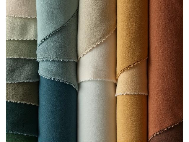 Assortment of luxurious upholstery fabric samples in various colors and textures